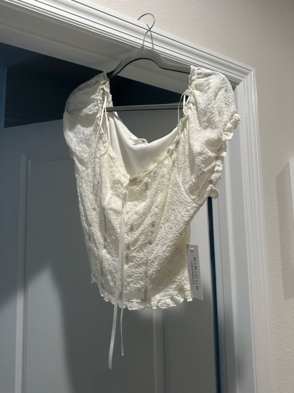 Ivory Lace Corset-Style Top